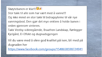 Nå blir det moro på Drivplassen - skøytebanen til Driv IL er klar!